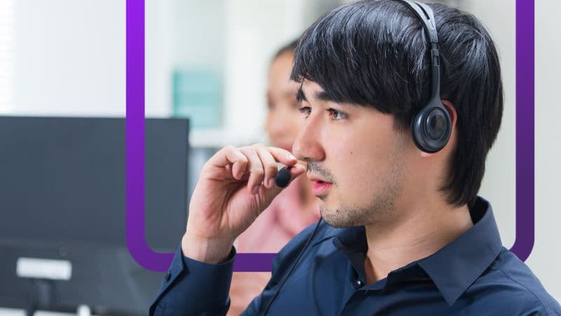 Customer Service Representative on Headset male