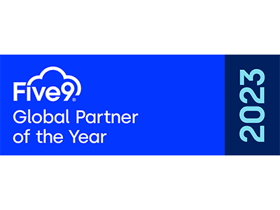 Five9 2023 Global Partner of the Year badge.